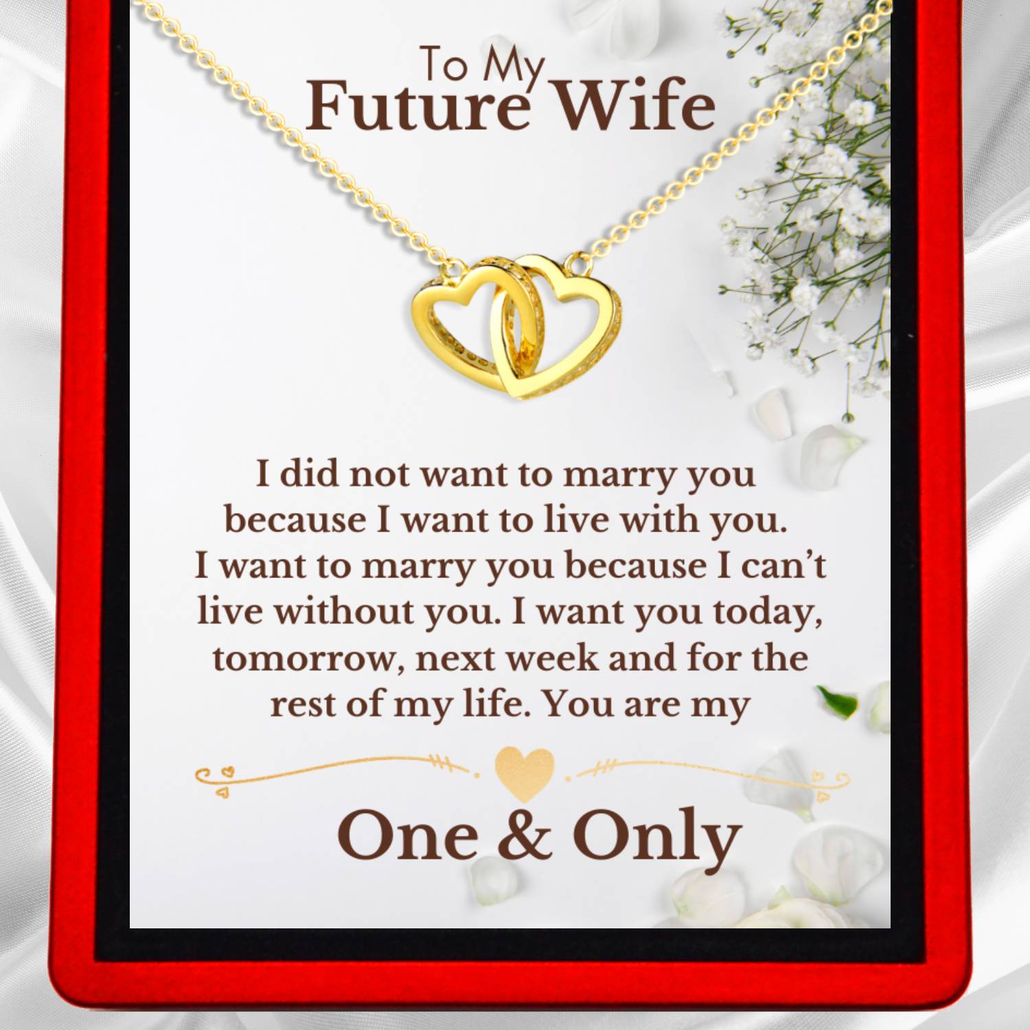 To My Future Wife Interlocking Gold Vermeil Hearts Necklace - FW7