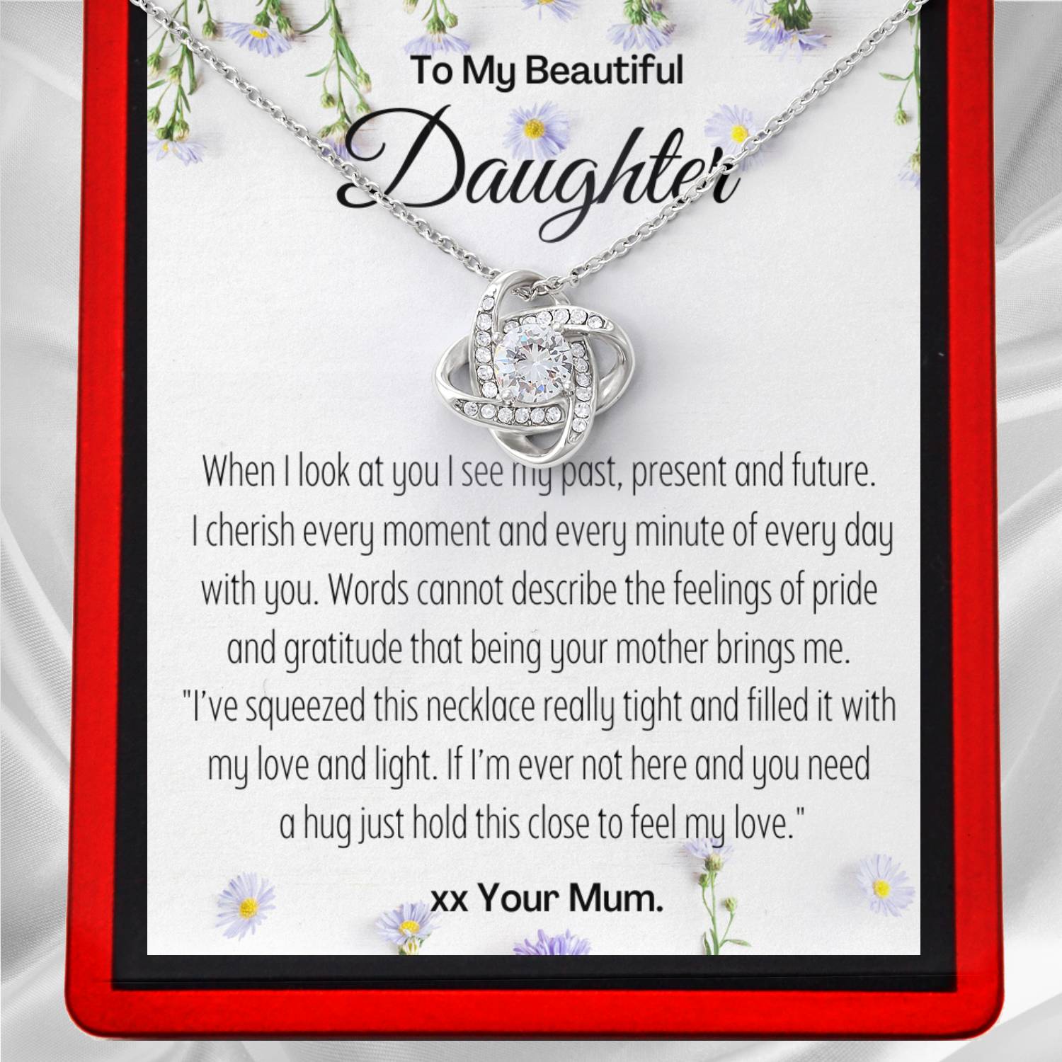 To My Daughter 'Past, Present, Future' From Mum - Love Knot Necklace DT42