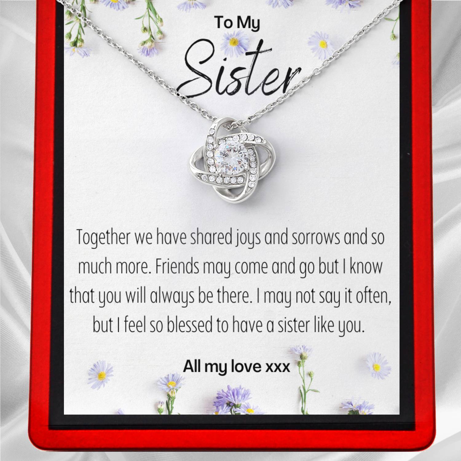 To My Sister 'Blessed' Love Knot Necklace - Sister4