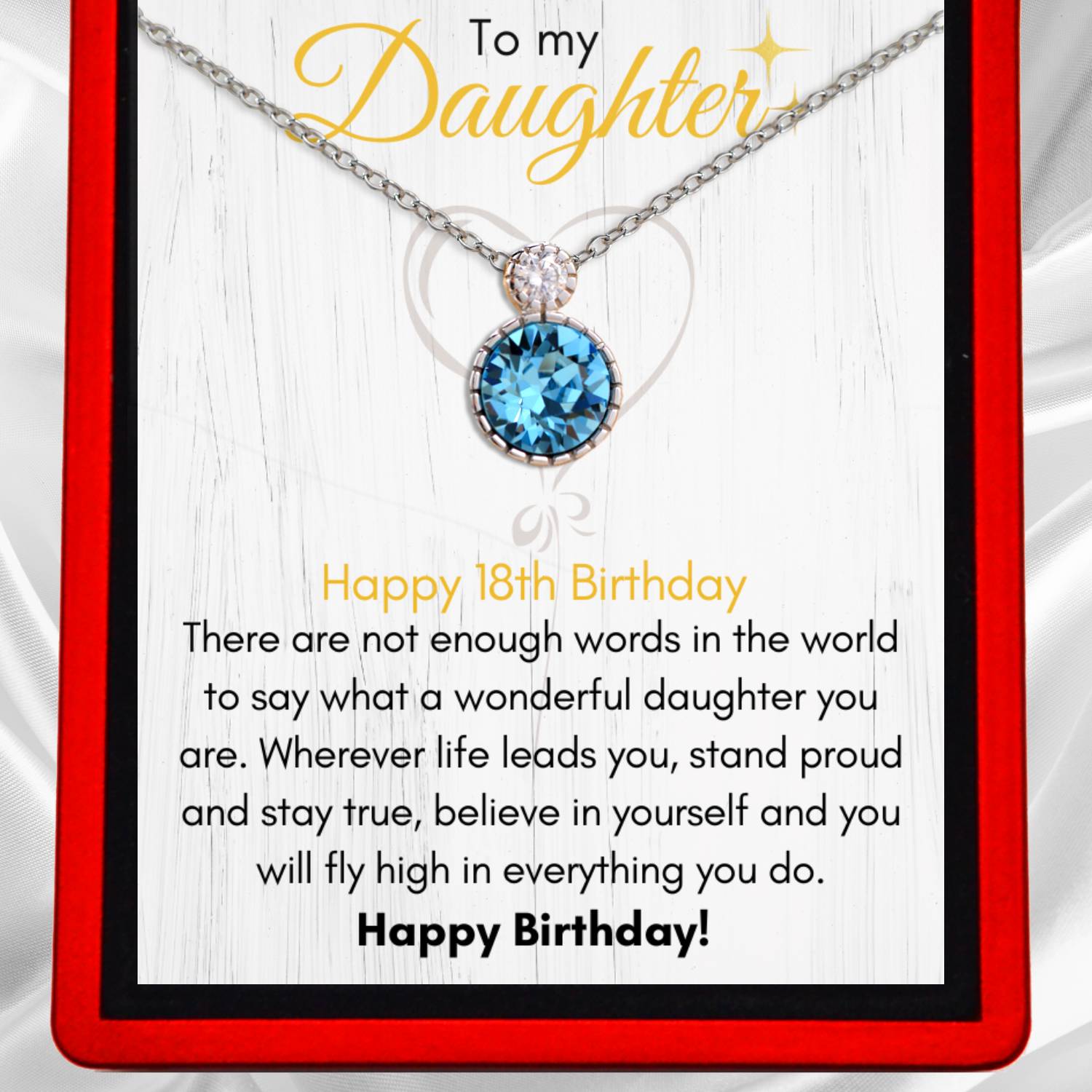 Personalised Daughter Birthday - Aquamarine Solitaire Necklace DT36