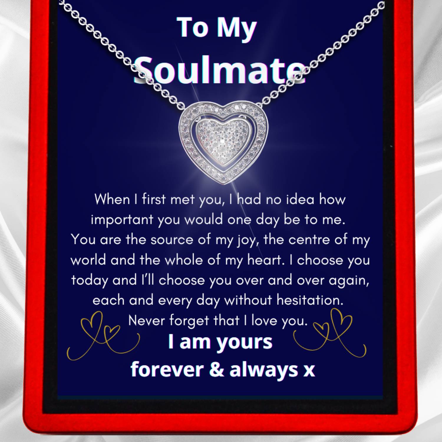 To My Soulmate 'I Choose You' 3in1 Necklace -  Sterling Silver Trinity Heart Necklace - ST8
