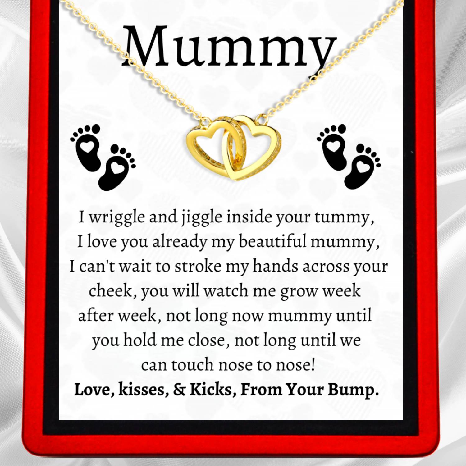 Mummy to Be Interlocking Gold Vermeil Hearts Necklace - Mummy4