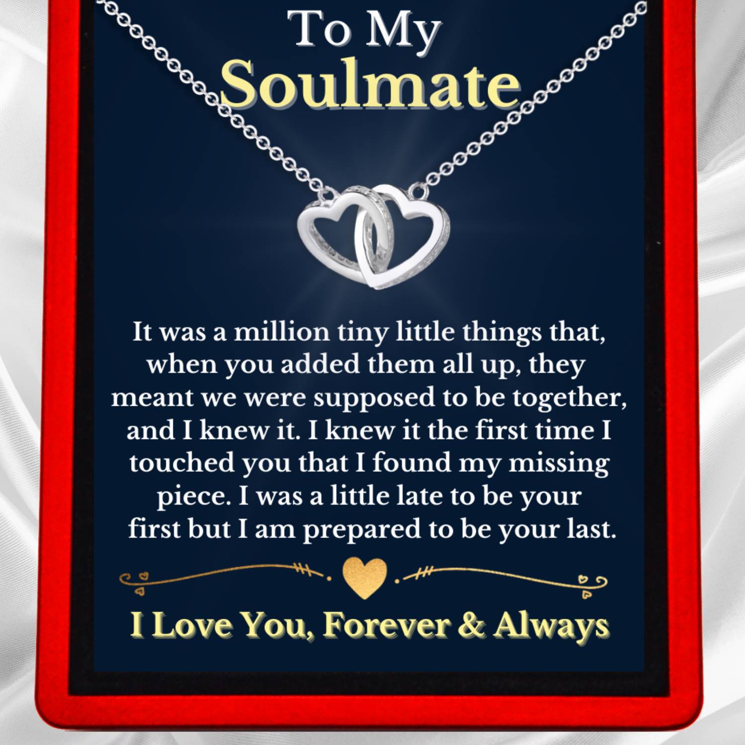 To My Soulmate 'Missing Piece' - Interlocking Silver Hearts Necklace ST10