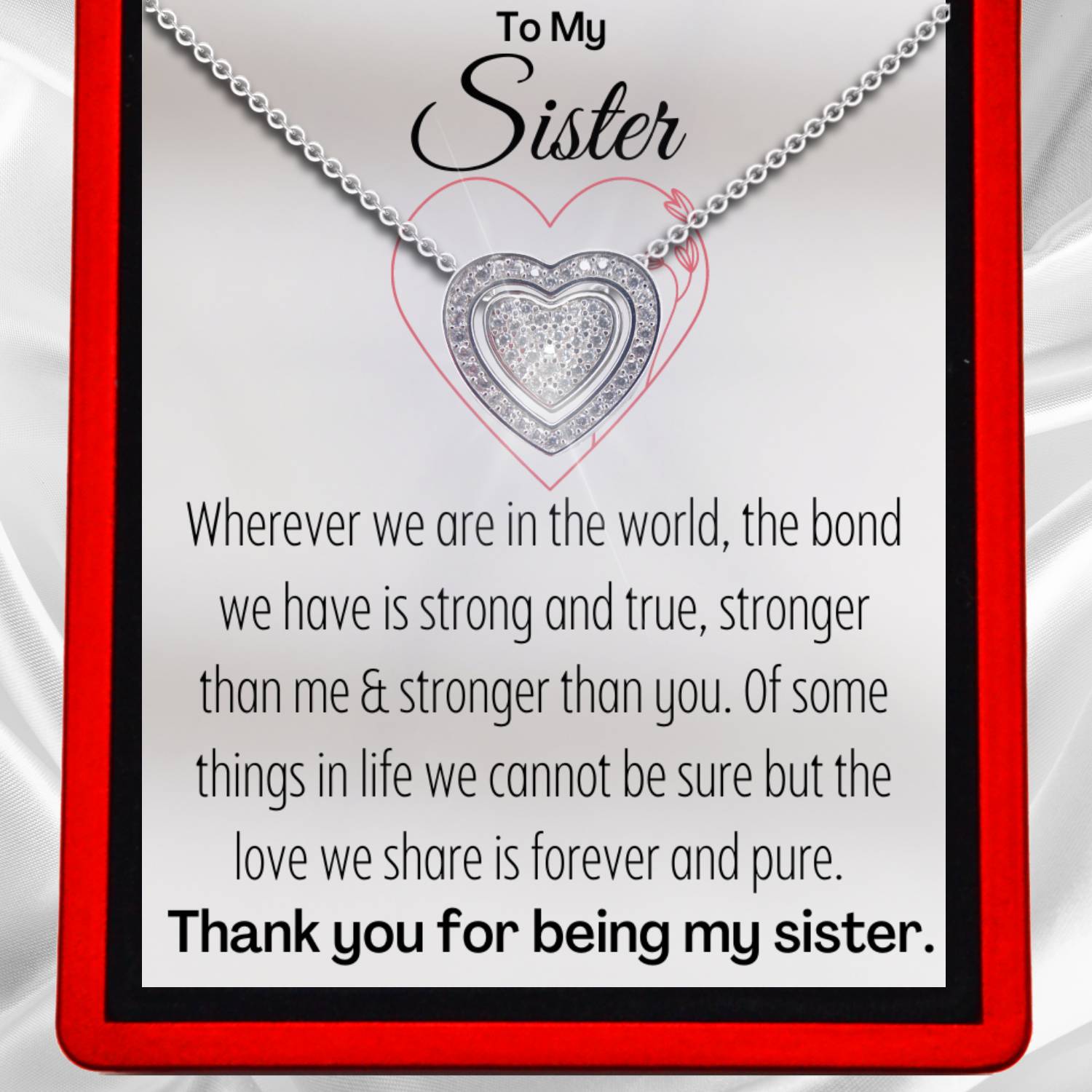 To My Sister 'Strong Bond' 3 in 1 Trinity Heart Necklace - Sister3
