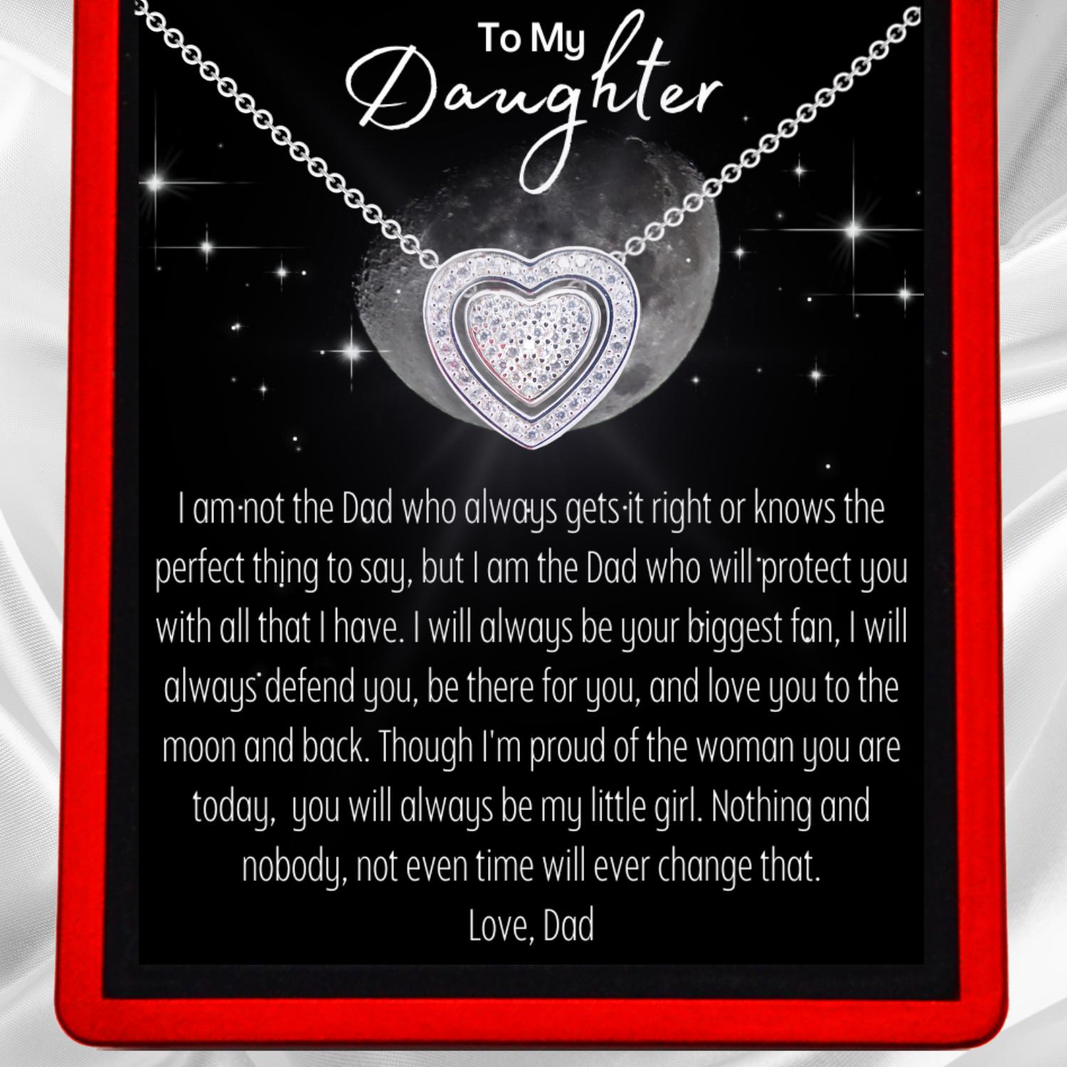 To My Daughter, 'To The Moon & Back' Trinity 3in1 Heart Necklace From Dad - DT54