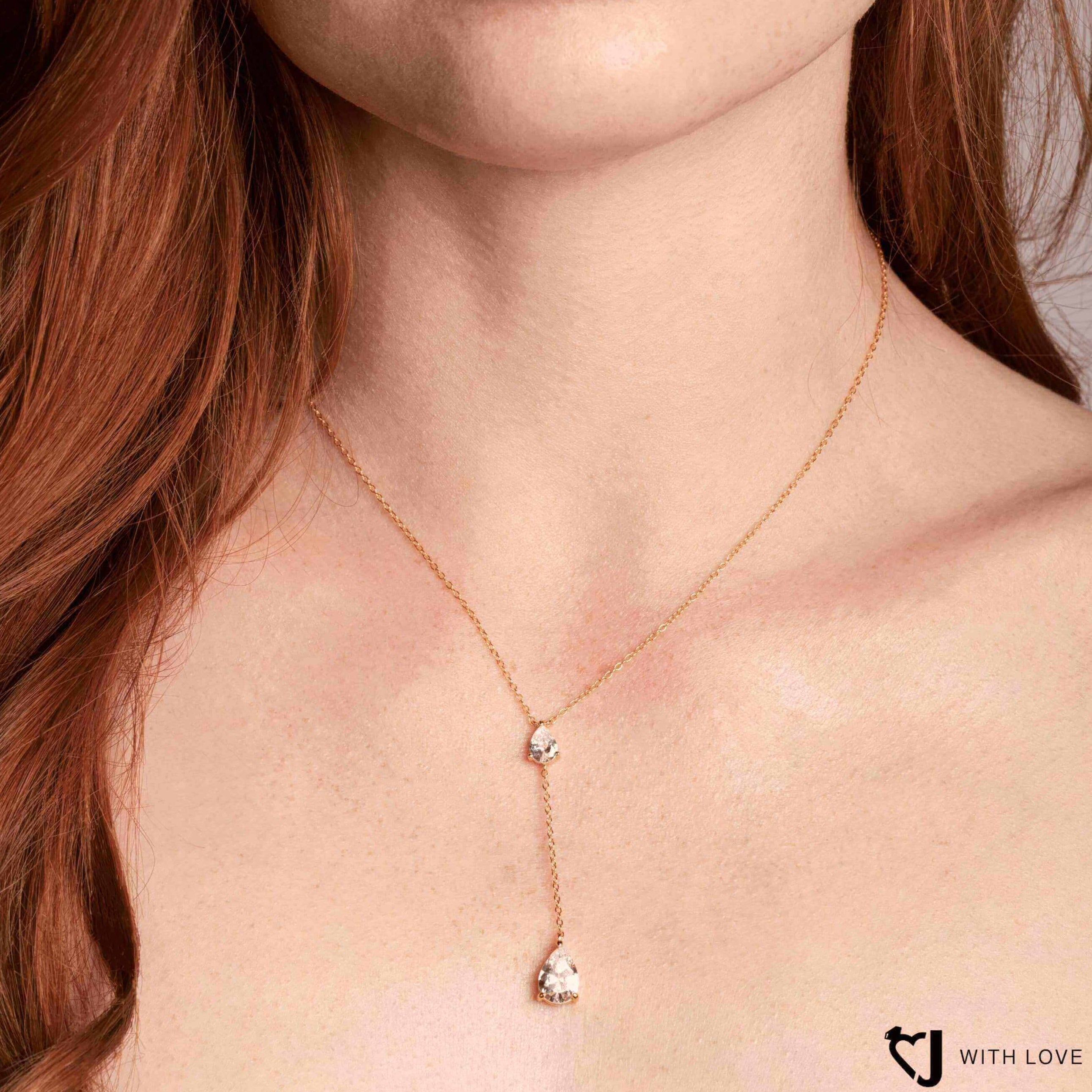 JWL Dewdrop Gold Vermeil Lariat Necklace