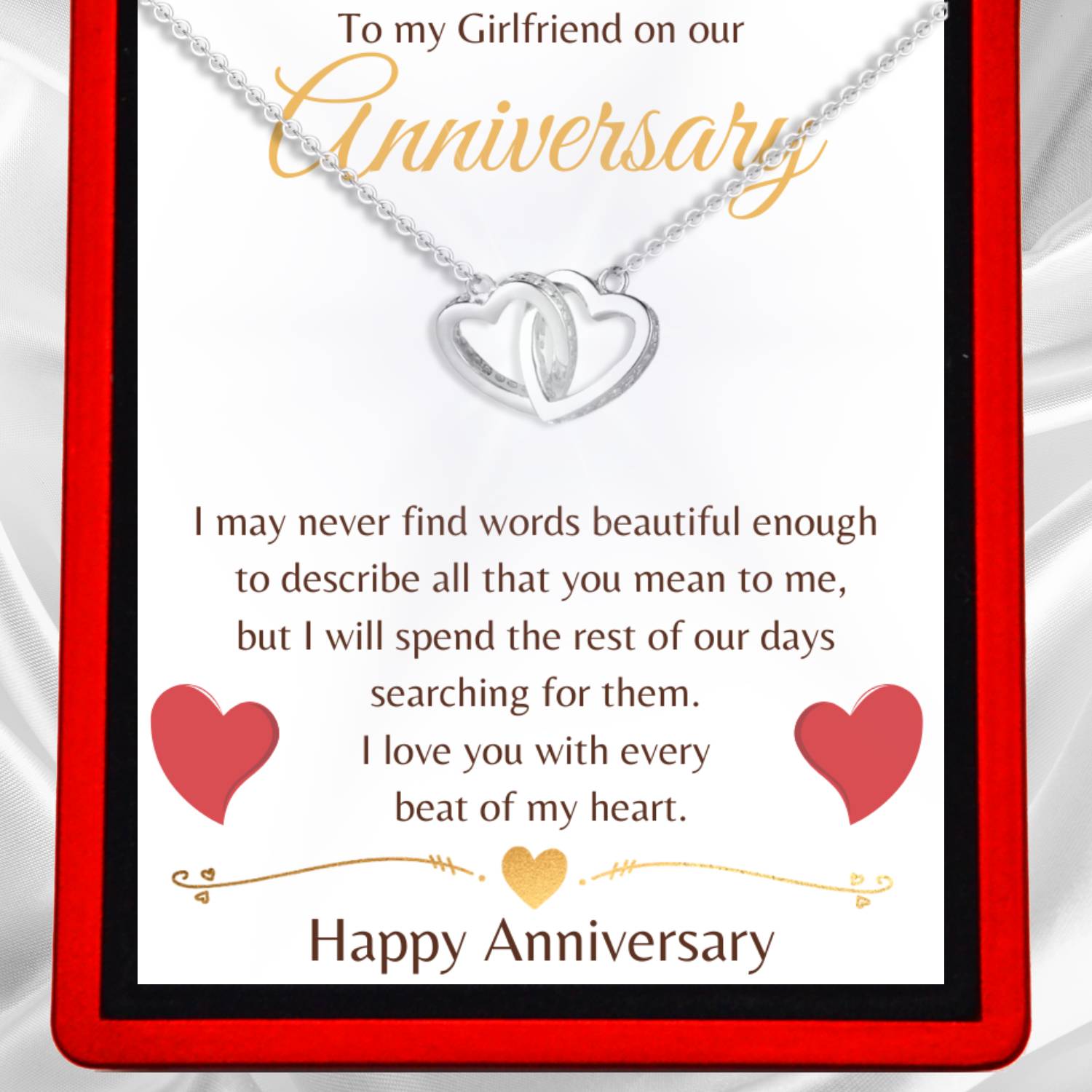 Girlfriend Anniversary  - Interlocking Hearts Necklace Anni4