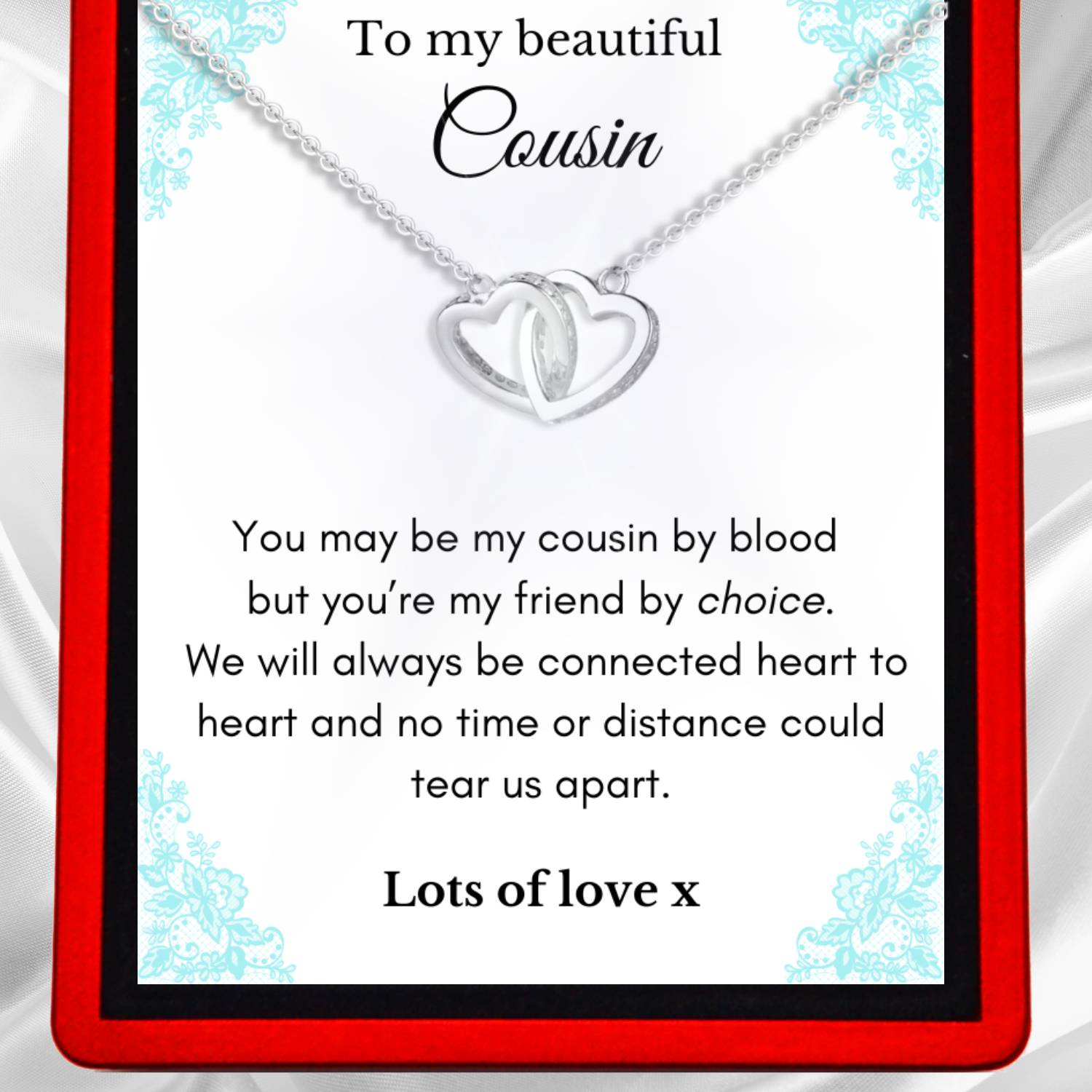 To My Beautiful Cousin - Interlocking Hearts Necklace CS2