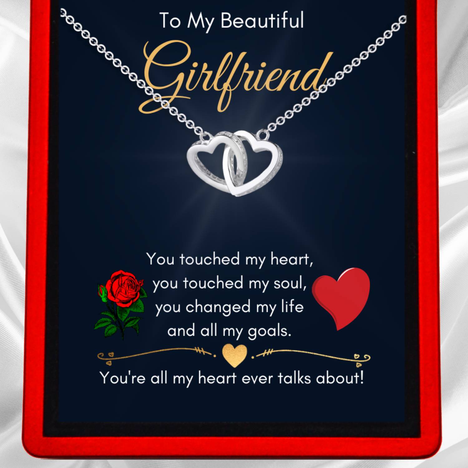 To My Beautiful Girlfriend - Joined Hearts Necklace GF2