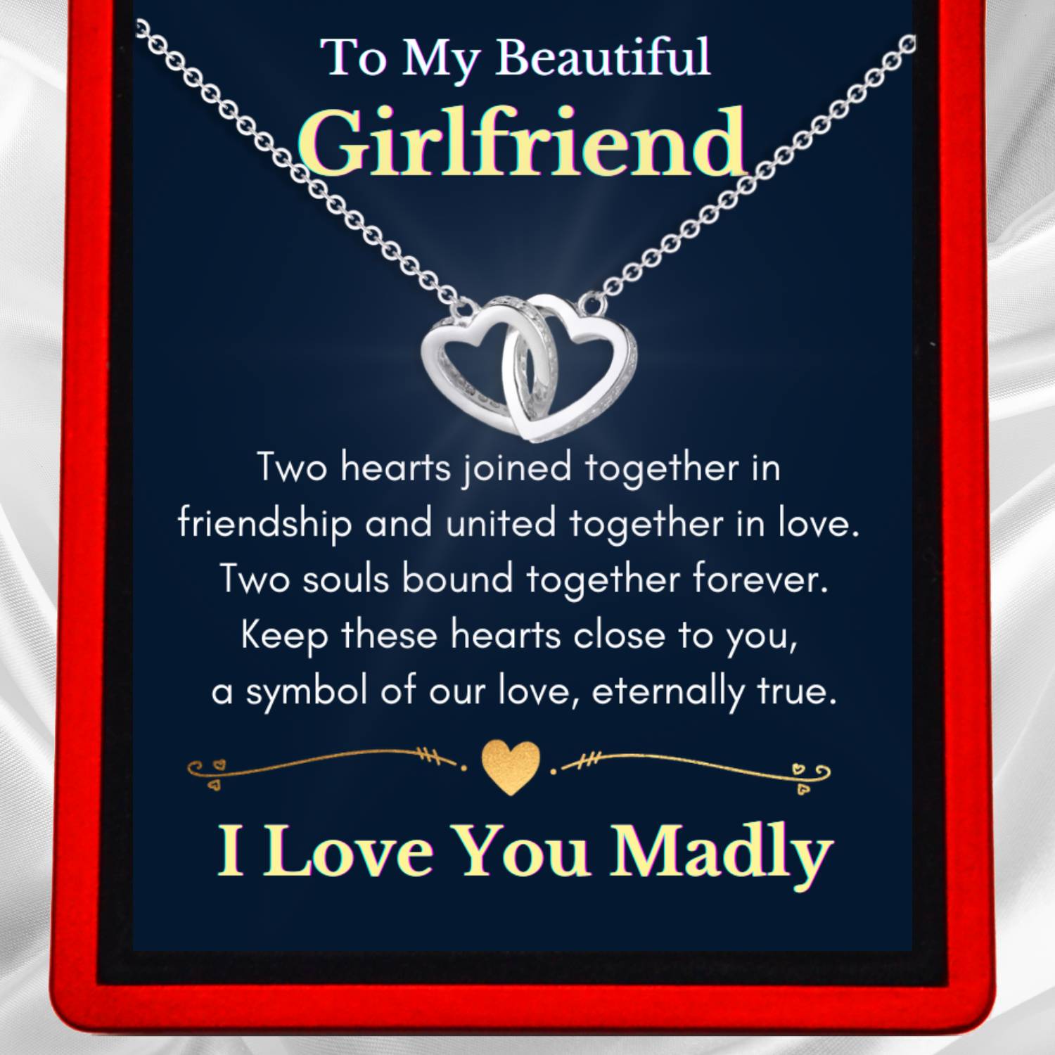 My Girlfriend I Love You Madly- Joined Hearts Necklace GF10