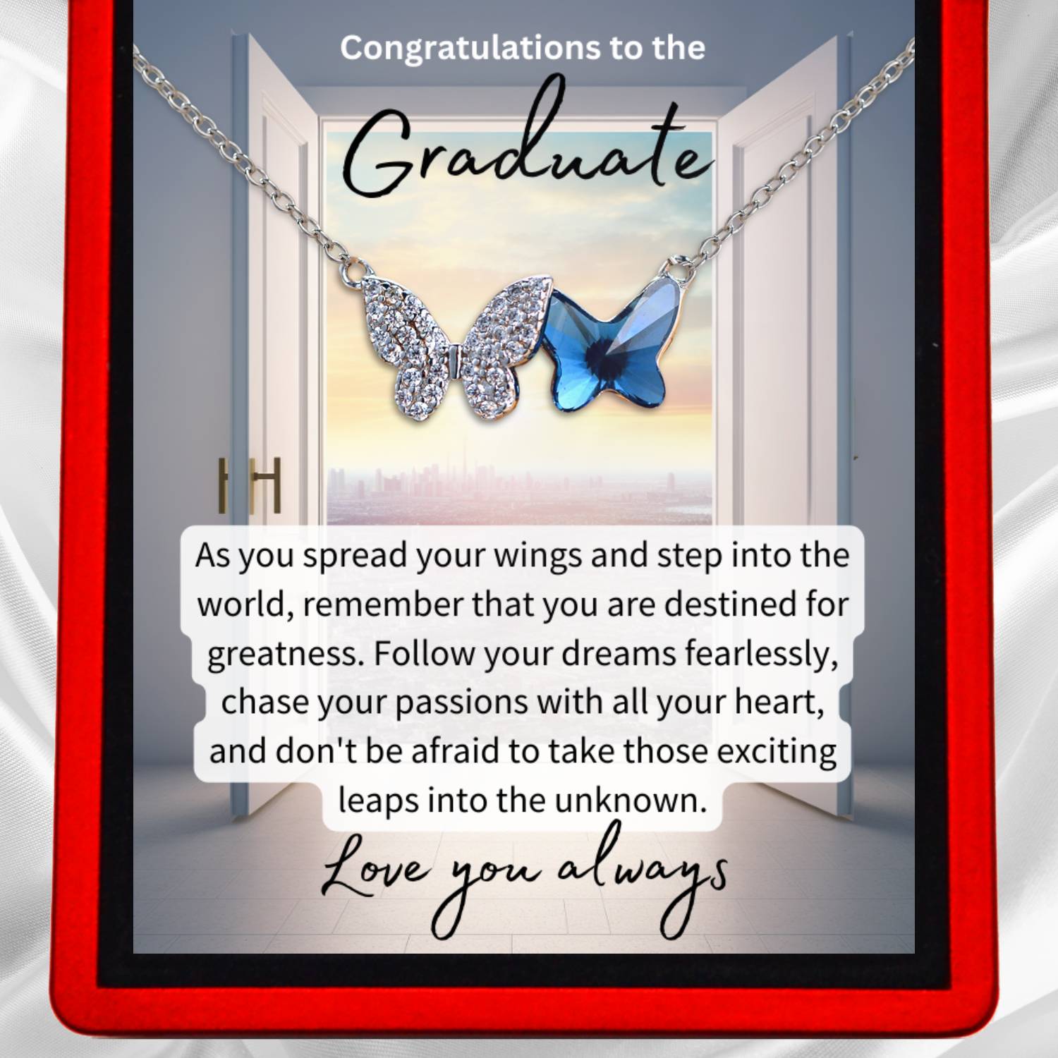 Congratulations Graduate - Austrian Crystal Butterfly Necklace