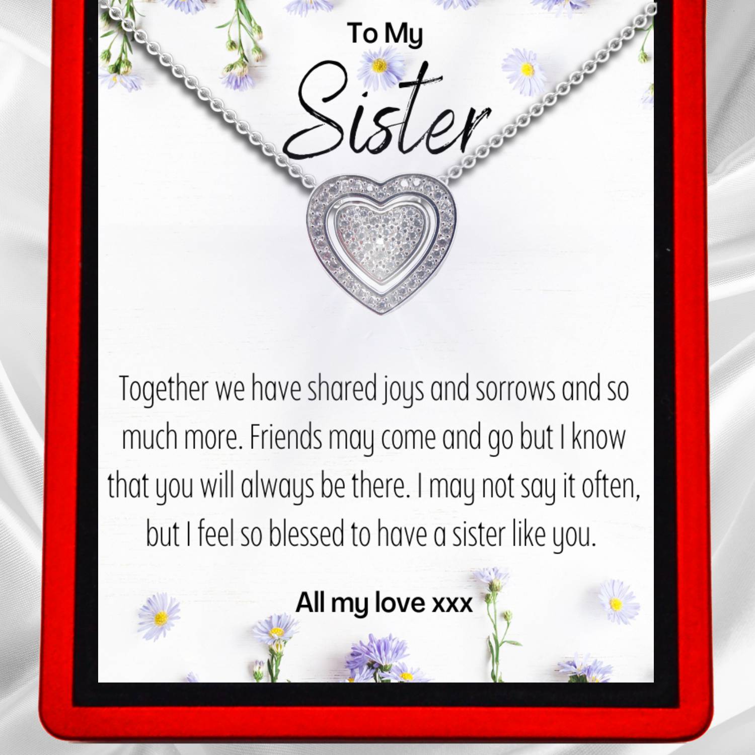 To My Sister 'Blessed' 3 in 1 Trinity Heart Necklace - Sister5