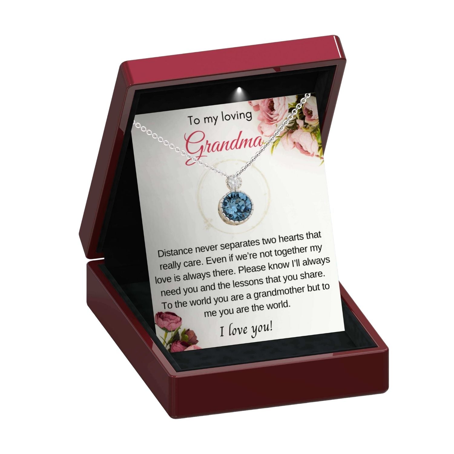To My Loving Grandma - Aquamarine Solitaire Necklace GM3