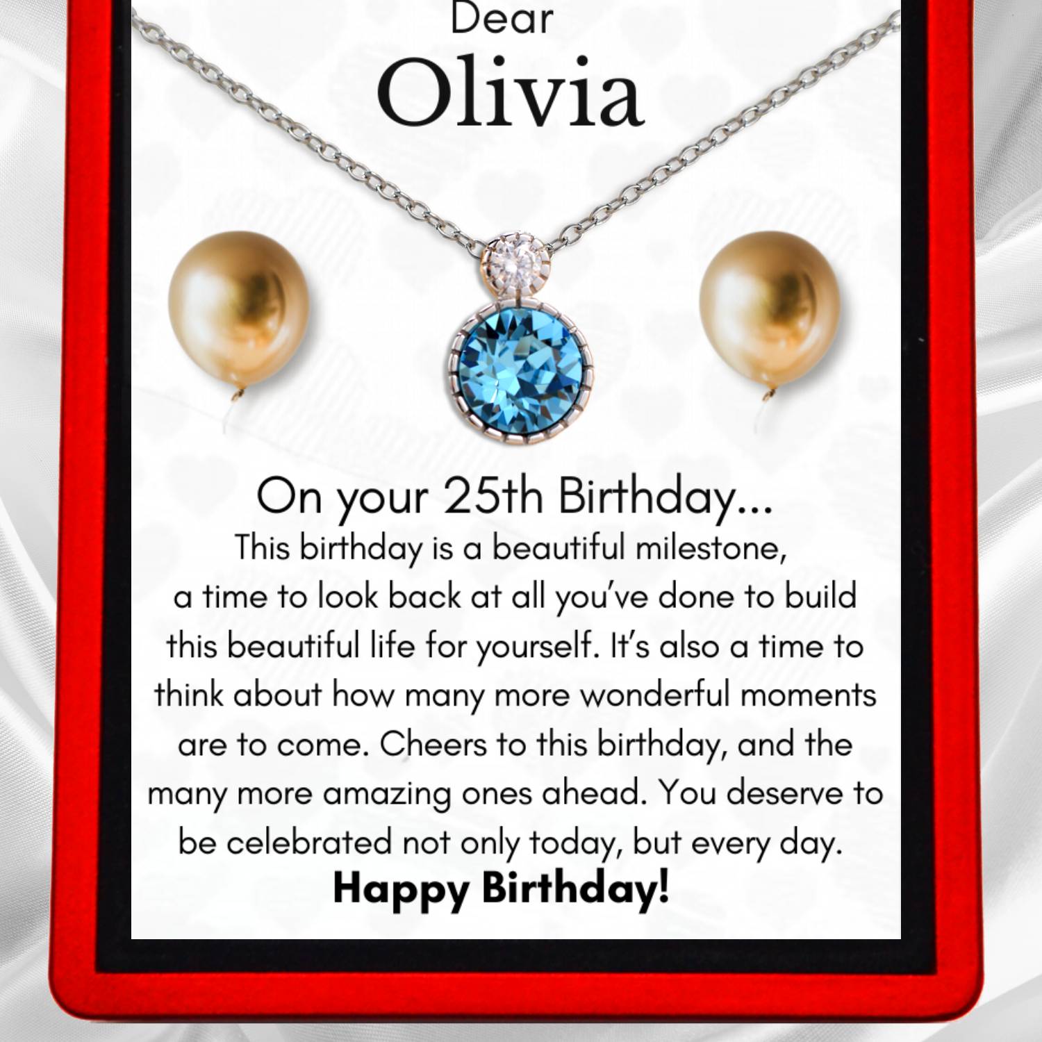 Personalised Birthday Necklace - Aquamarine Solitaire Necklace BD3