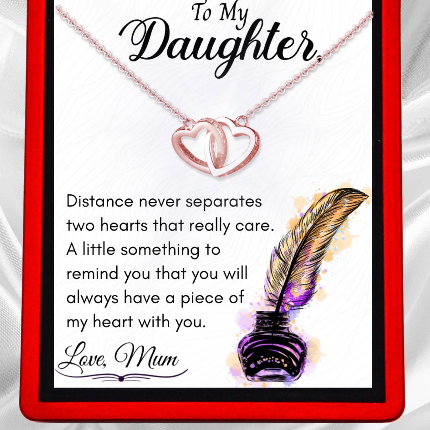 To My Daughter Joined Hearts Necklace - DT16