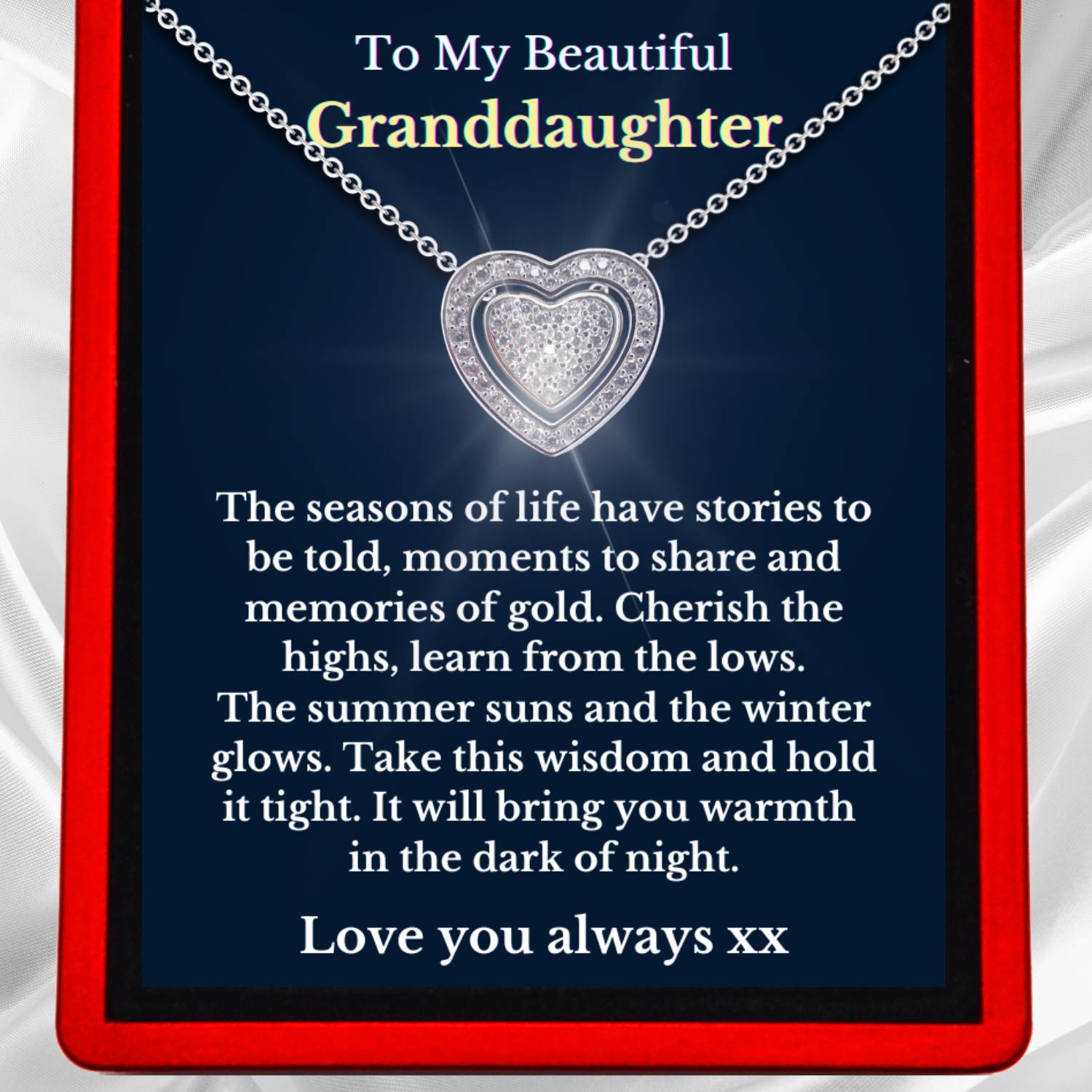 To My Granddaughter Trinity Love Heart Necklace GD19