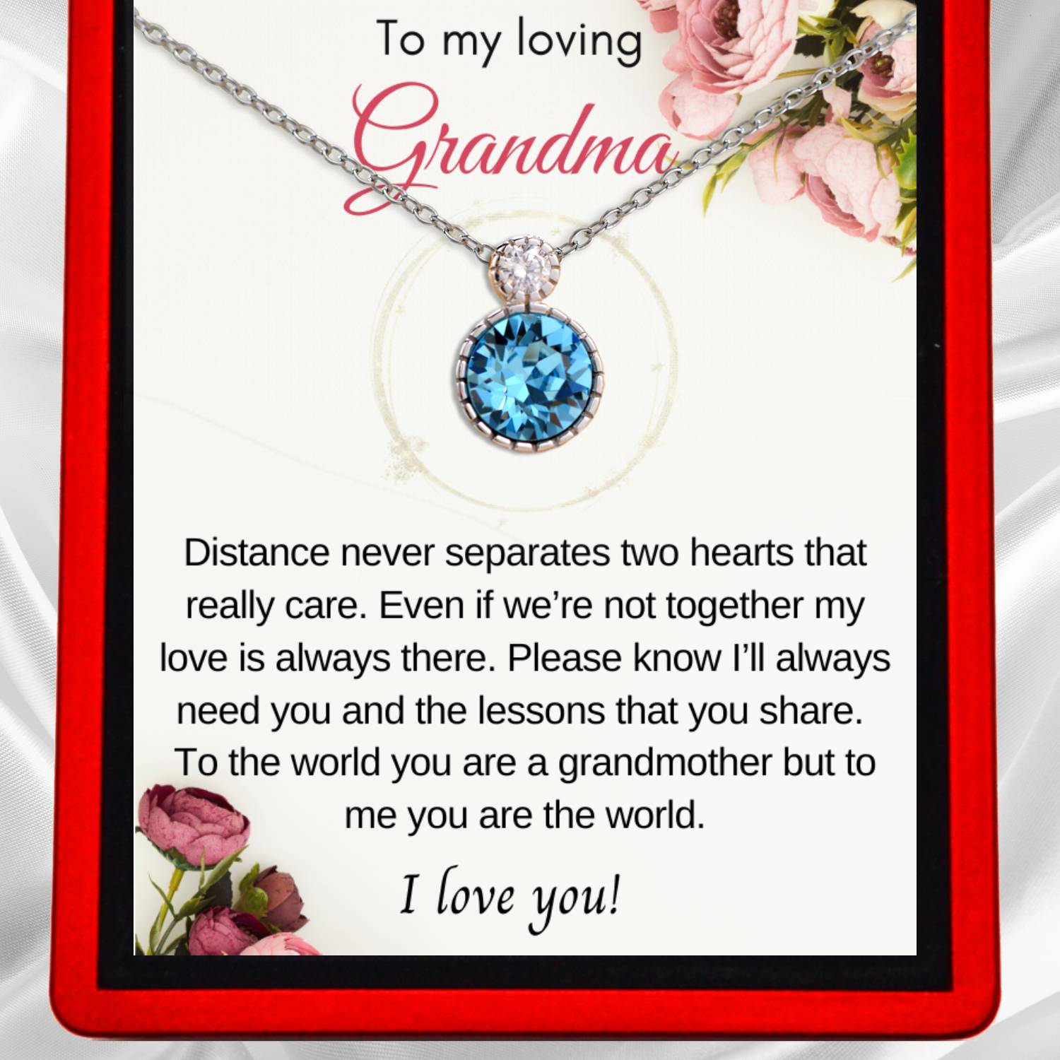 To My Loving Grandma - Aquamarine Solitaire Necklace GM3