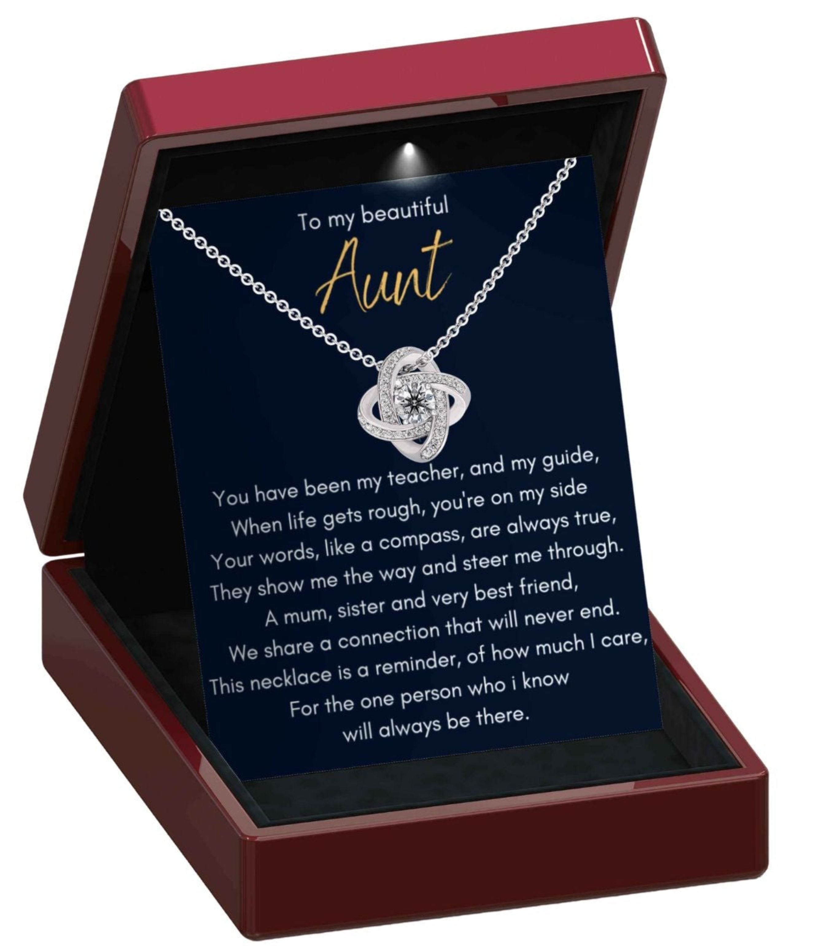 To my Beautiful Aunt - Sterling Silver Love Knot Necklace - Aunt4