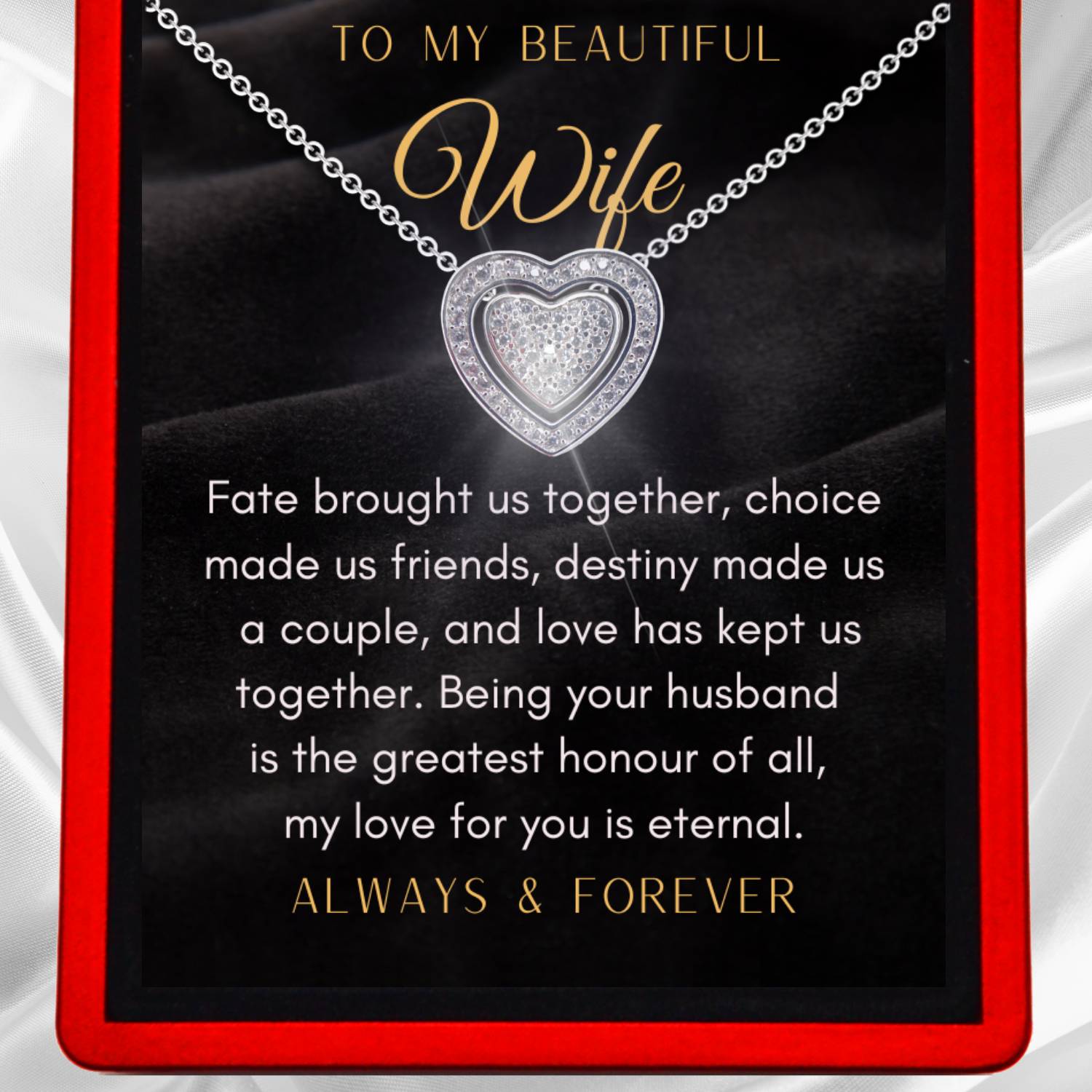 To My Wife 'Love is Eternal' 3 in 1 Necklace -  Sterling Silver Trinity Necklace - WF12