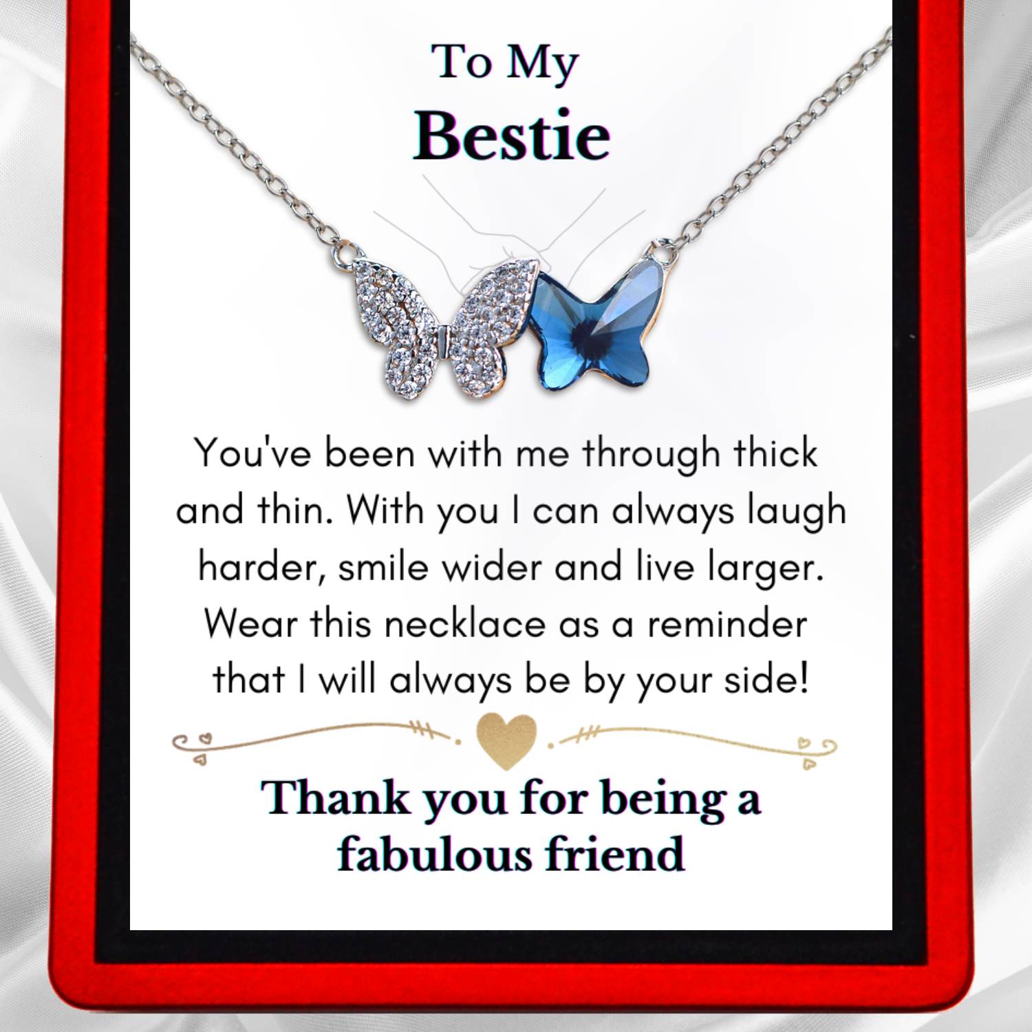 To My Bestie Butterfly Necklace - Austrian Crystals