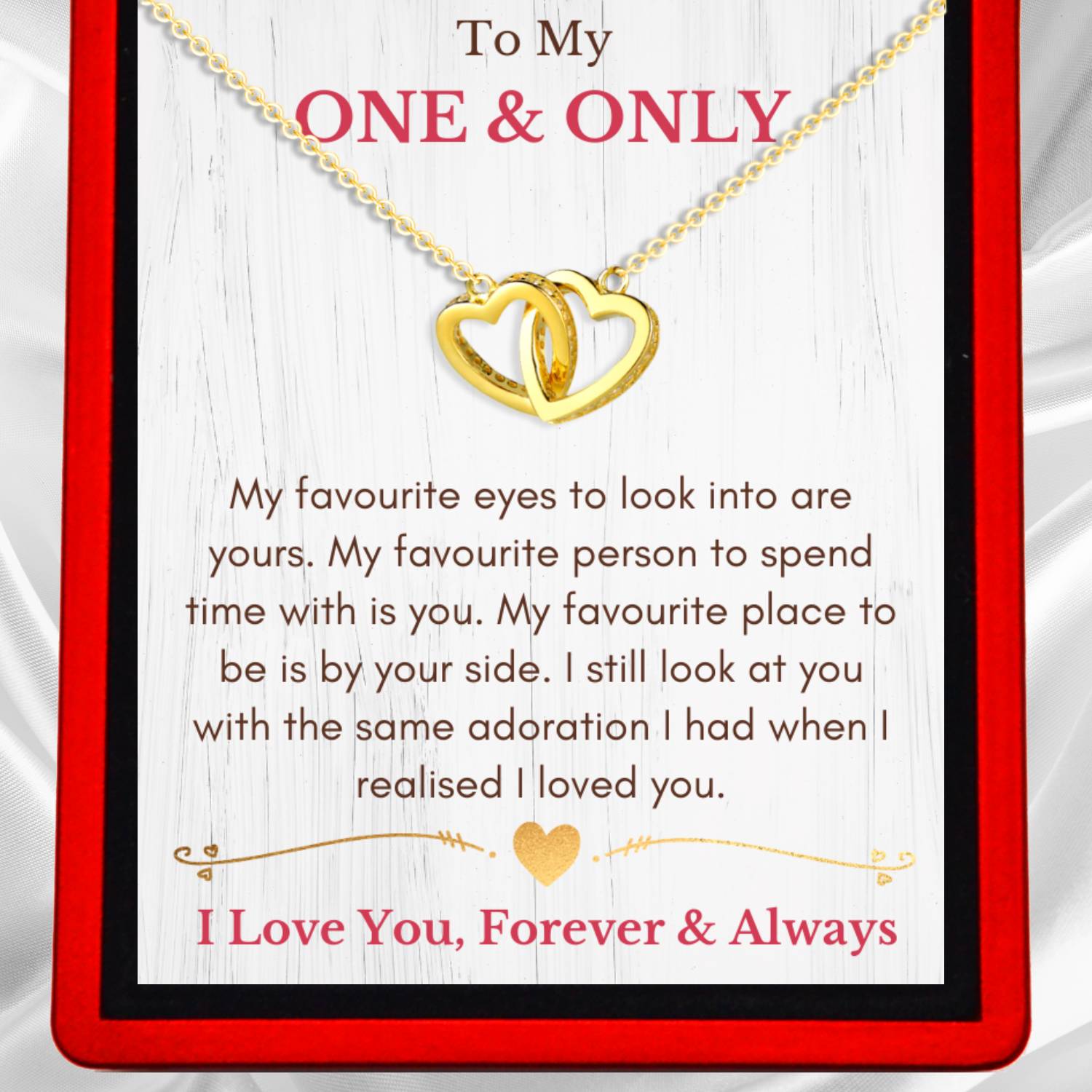 To My One & Only Interlocking Gold Vermeil Hearts Necklace - onenonly3