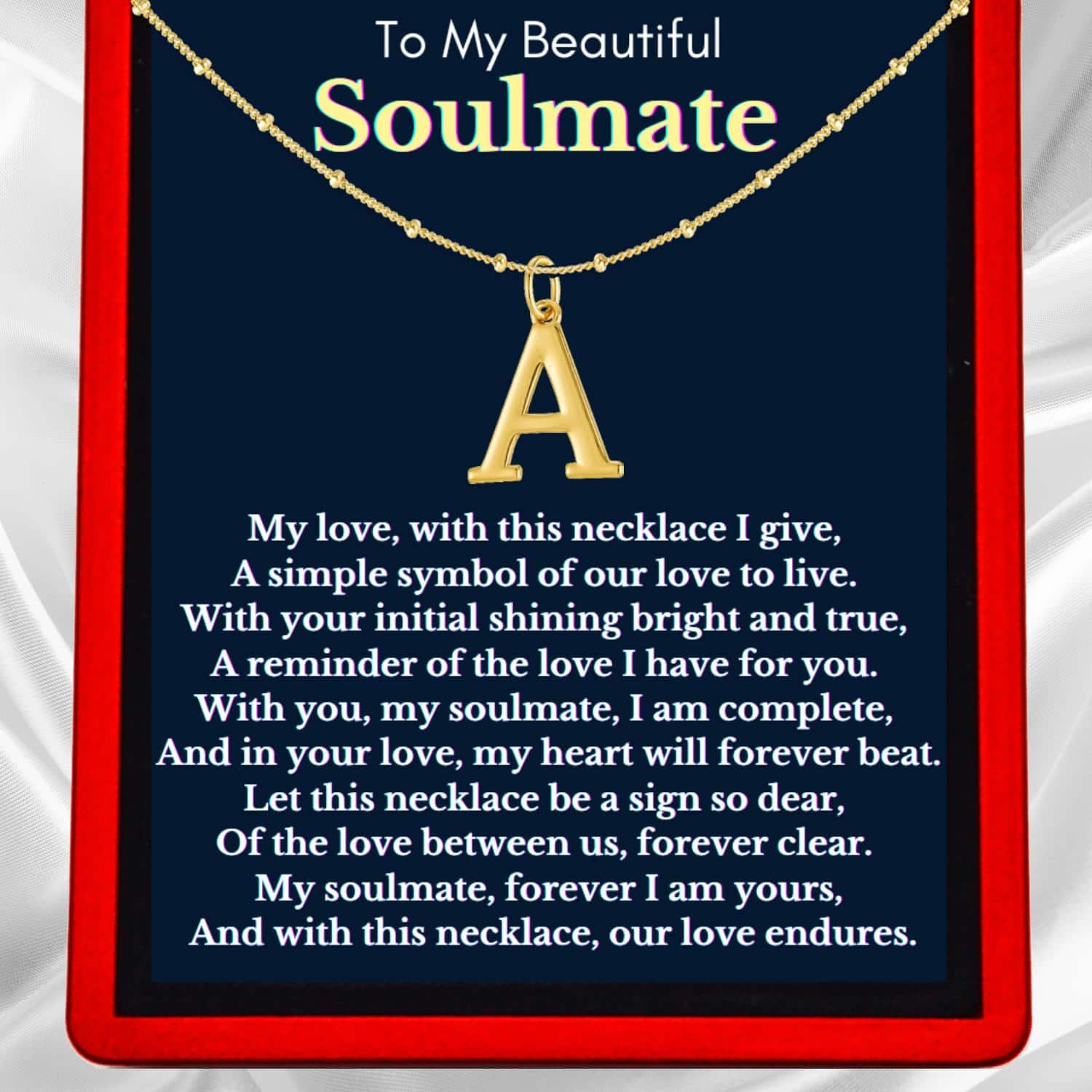 To My Soulmate Delicate Vermeil Initial & Birthstone Necklace ST19