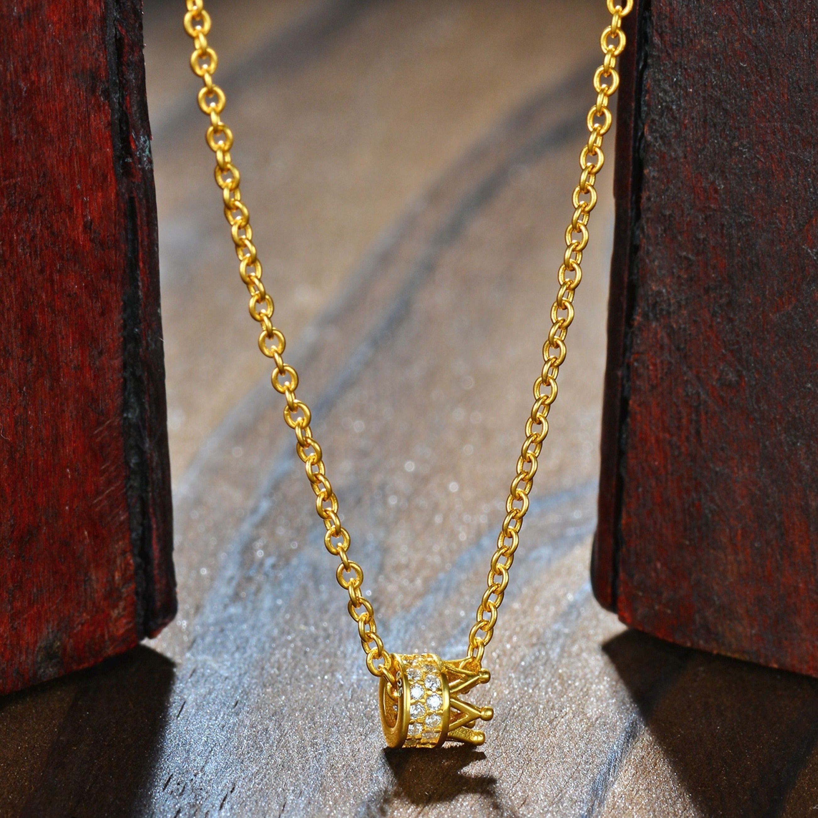 Daddy's Little Princess Crown Necklace - Gold Vermeil or Silver