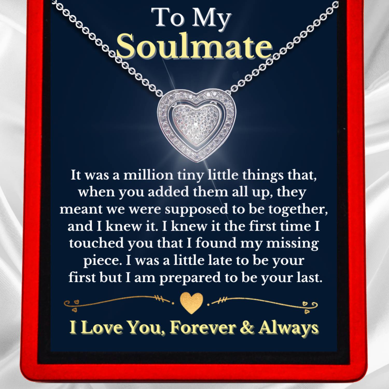 To My Soulmate ''Missing Piece'' 3in1 Necklace -  Sterling Silver Trinity Heart Necklace - ST11
