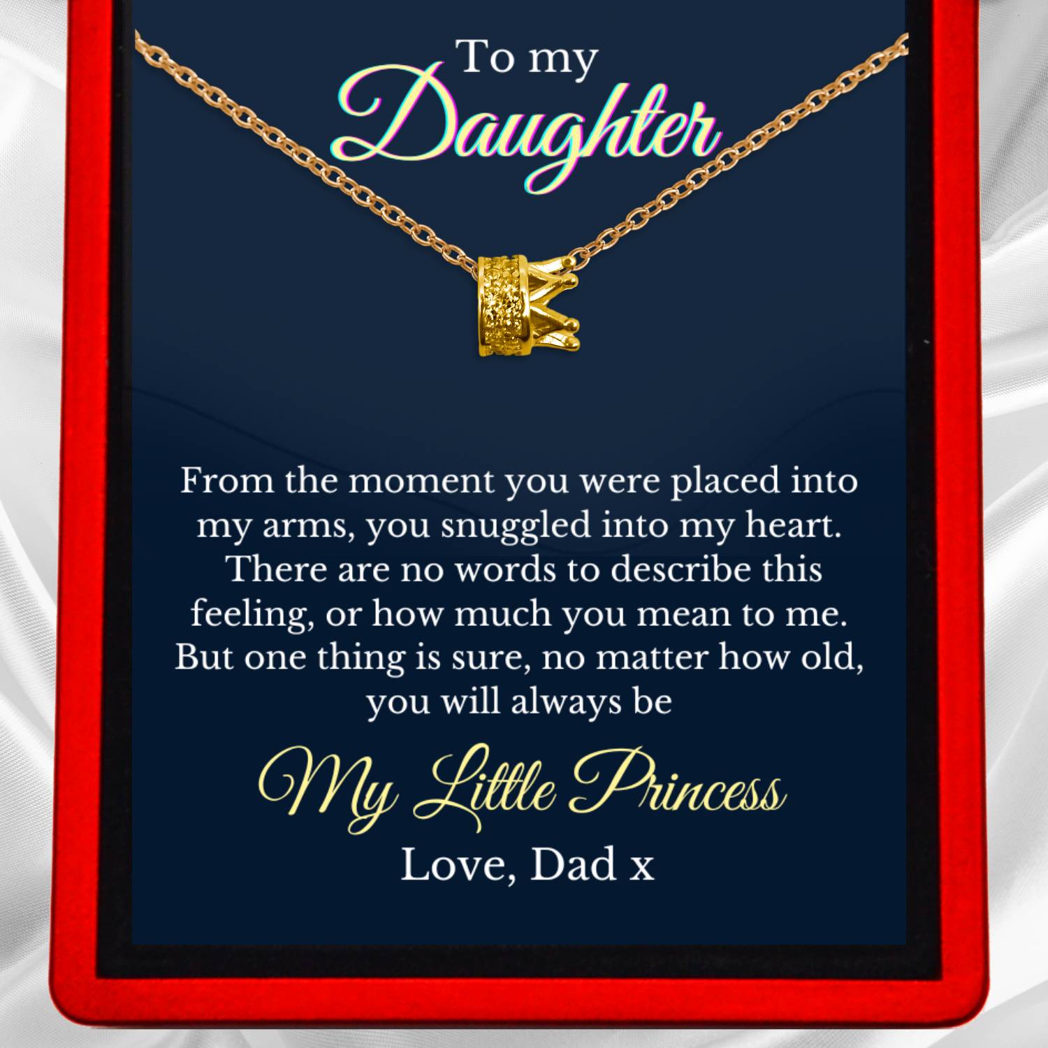 You Will Always Be My Little Princess Crown Necklace - Gold Vermeil or Silver